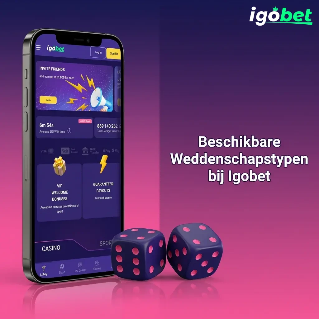Overzicht weddenschapstypen bij Igobet: enkel, accumulator, systeem, live en handicap weddenschappen