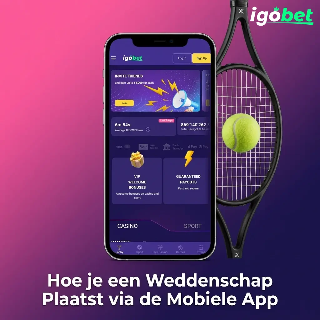 Stappen om een weddenschap te plaatsen via de Igobet mobiele app op smartphone