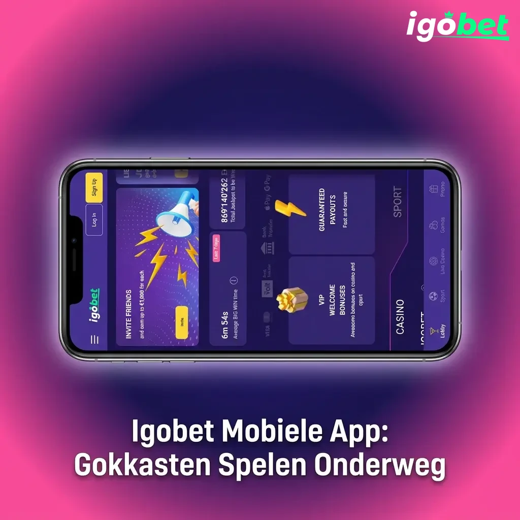 Igobet mobiele app op smartphone met gokkasten interface voor onderweg spelen op Android en iOS