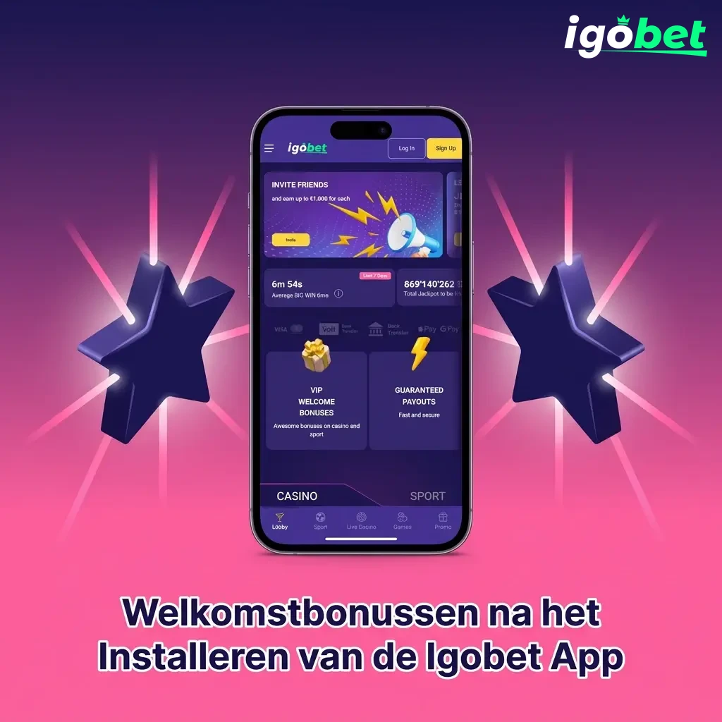 Igobet app welkomstbonus: 600% casinobonus, 800 gratis spins en €300 sportbonus na registratie