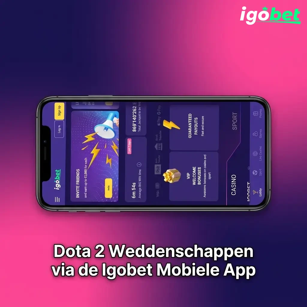 Igobet mobiele app voor Dota 2 weddenschappen op Android en iOS met live esports wedstrijden
