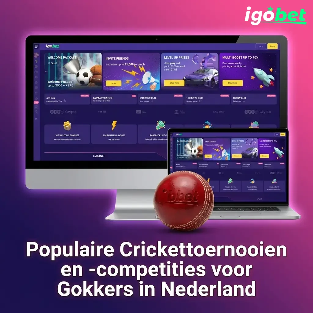 Populaire crickettoernooien zoals IPL, T20 World Cup en The Ashes voor gokkers in Nederland